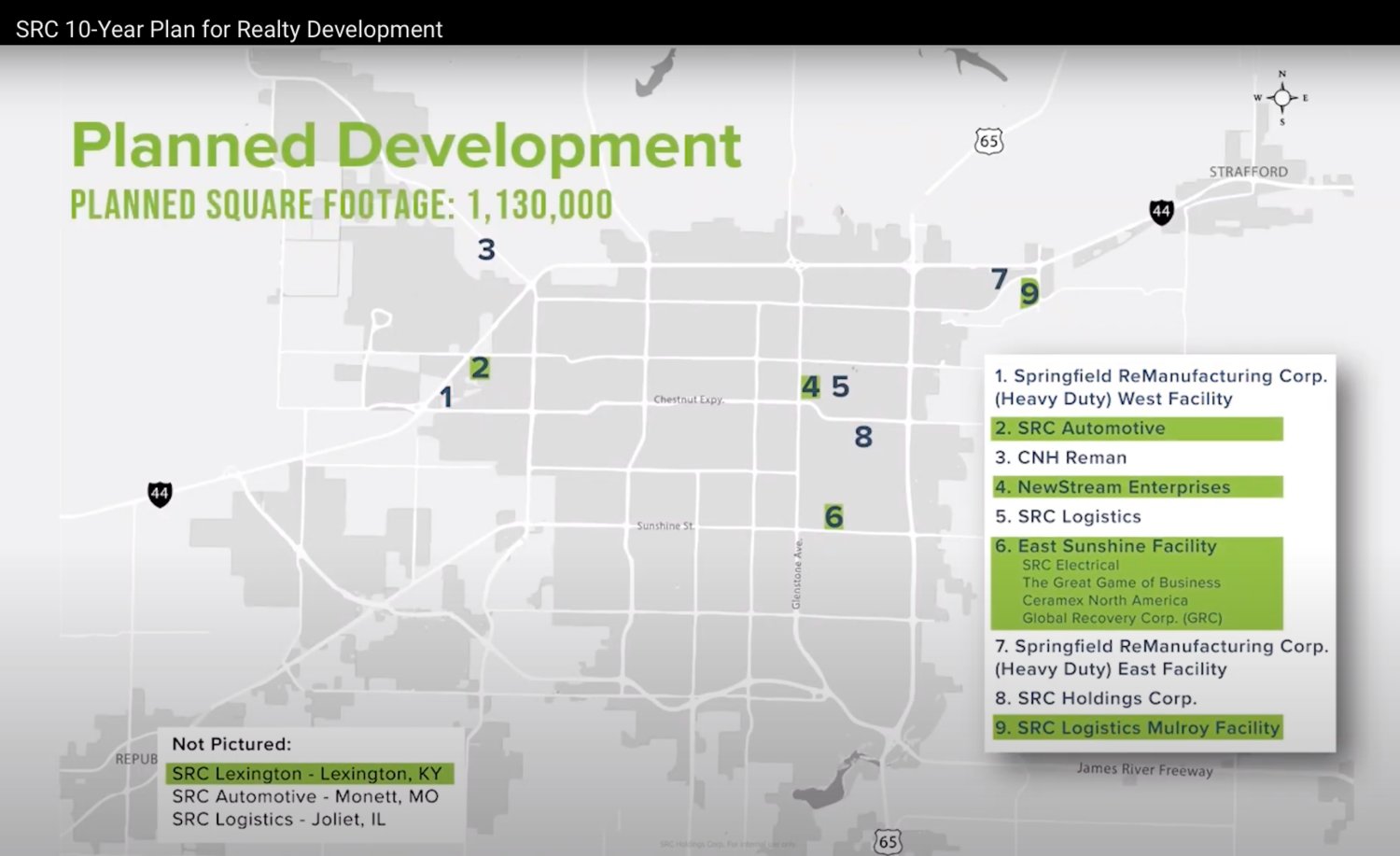 Screenshots of SRC's 10-year plan show glimpses of the 1 million square feet and up to $100 million in potential development.